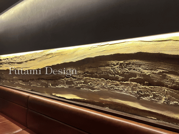 越谷市 焼肉の万世 越谷店様 地層をイメージしたモルタル造形