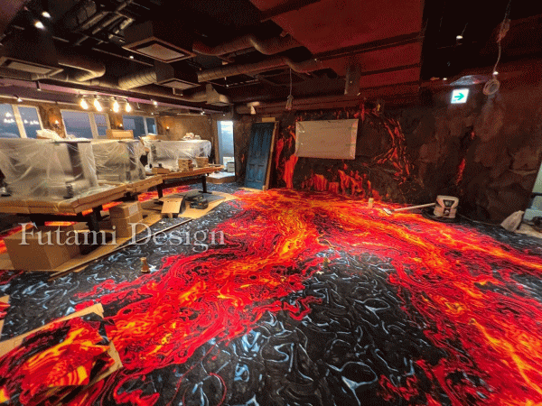 神奈川県藤沢市　sorafune enoshima様　店舗モルタル造形　溶岩風造形