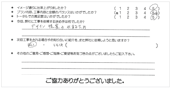 お客様の声 014