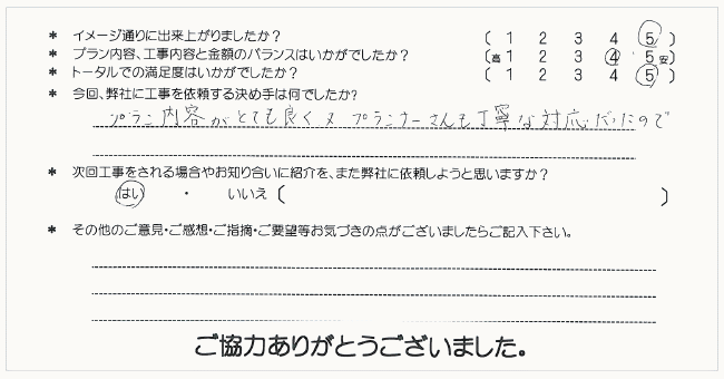 お客様の声 011