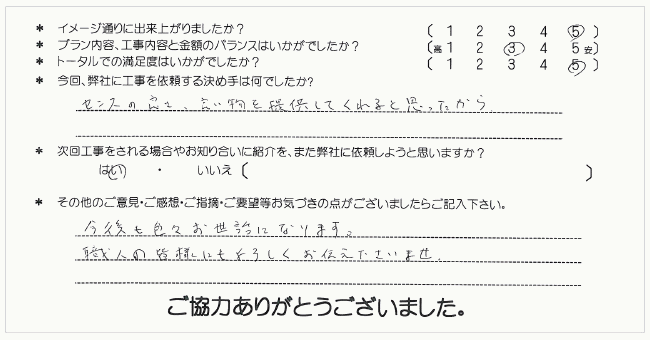 お客様の声 009