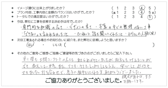 お客様の声 004