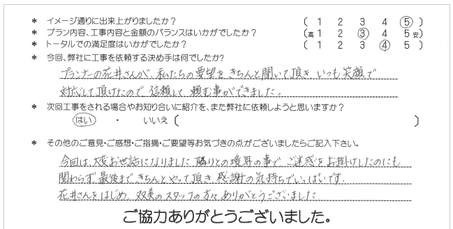 お客様の声 086
