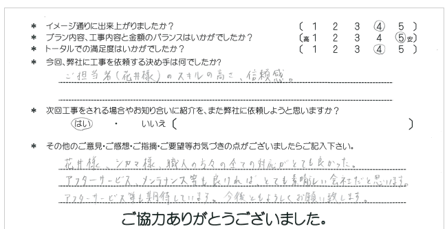お客様の声 081