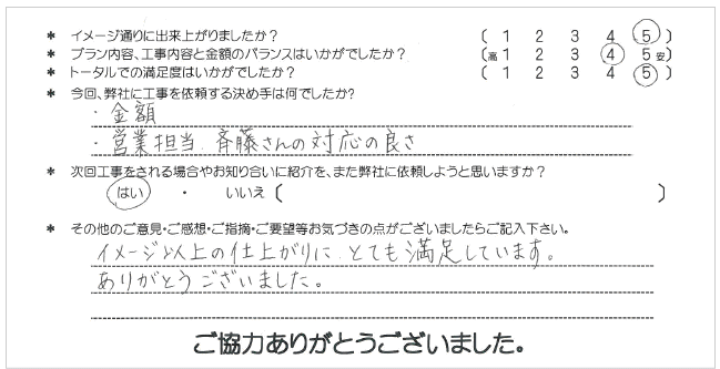 お客様の声 078
