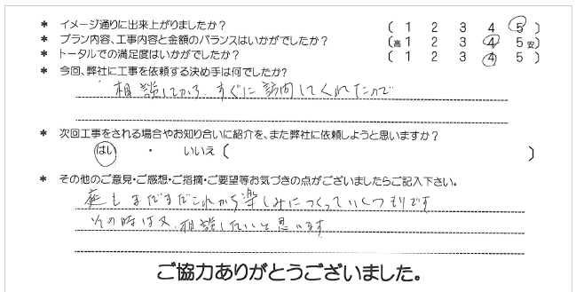 お客様の声 074