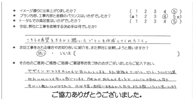 お客様の声 043