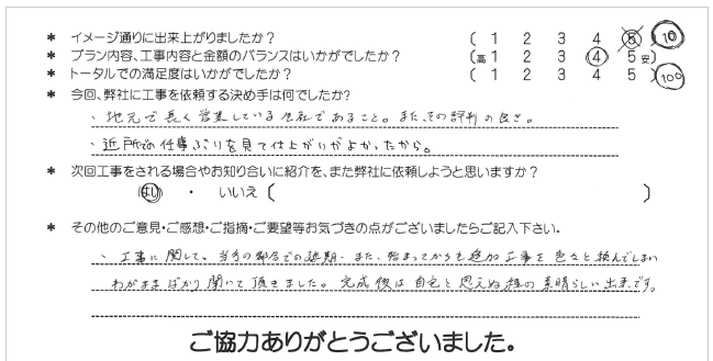 お客様の声 032