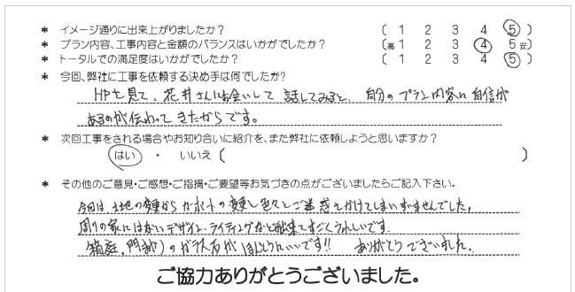 お客様の声 031