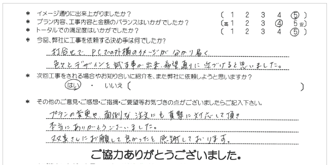お客様の声 028