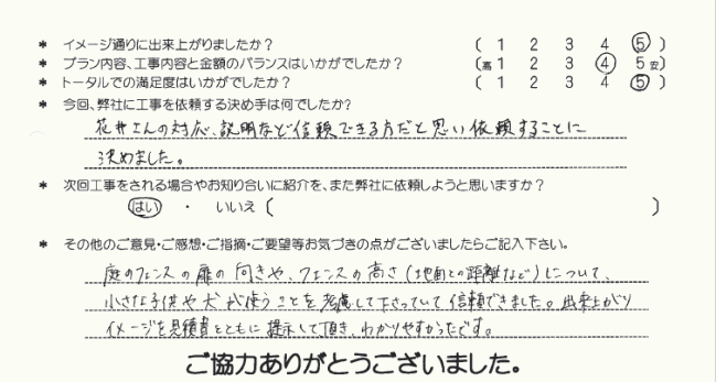 お客様の声 111